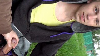 Handjob in a public park