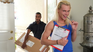 Hot delivery man delivers his big package right Into sufer's mouth